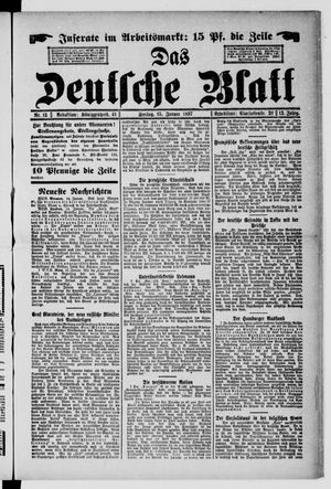 Das deutsche Blatt vom 15.01.1897