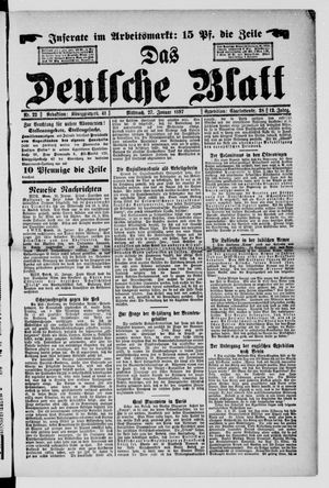 Das deutsche Blatt vom 27.01.1897