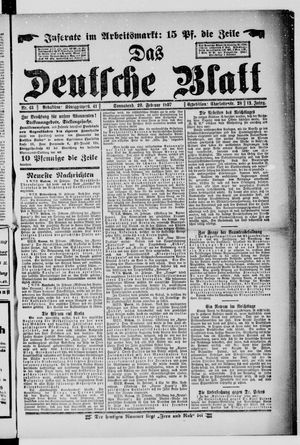 Das deutsche Blatt on Feb 20, 1897