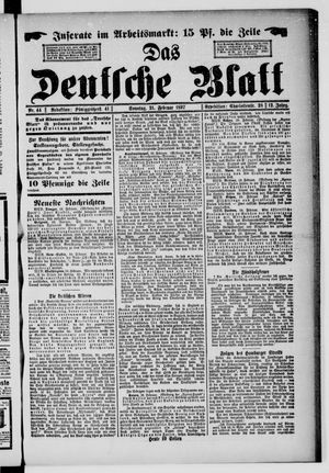 Das deutsche Blatt vom 21.02.1897