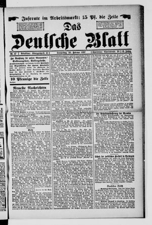 Das deutsche Blatt on Feb 25, 1897