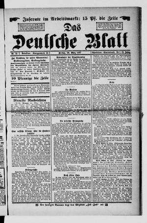 Das deutsche Blatt vom 26.03.1897