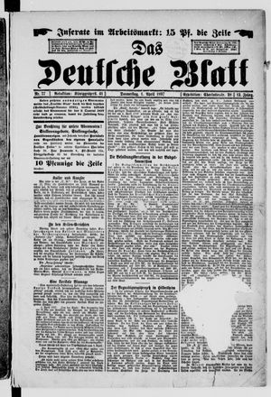 Das deutsche Blatt vom 01.04.1897