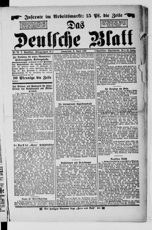 Das deutsche Blatt on Apr 3, 1897