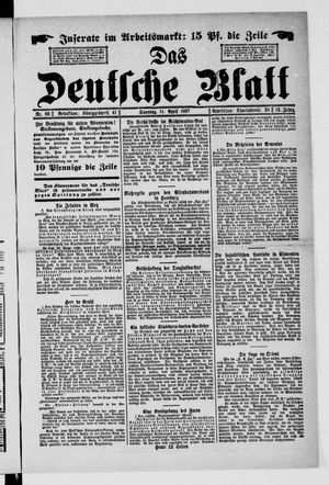 Das deutsche Blatt vom 11.04.1897