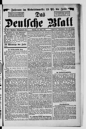 Das deutsche Blatt on Apr 27, 1897