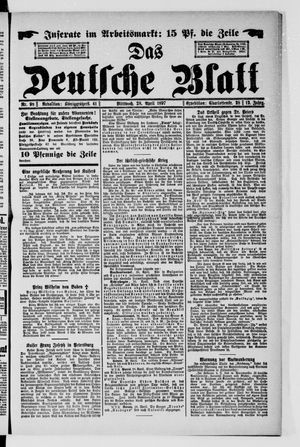 Das deutsche Blatt vom 28.04.1897