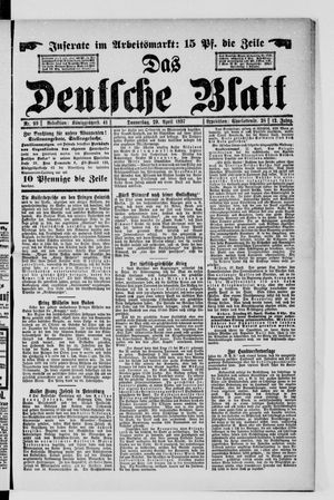 Das deutsche Blatt vom 29.04.1897