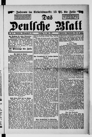 Das deutsche Blatt vom 13.07.1897