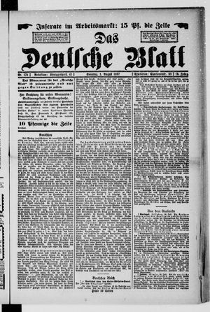Das deutsche Blatt vom 01.08.1897