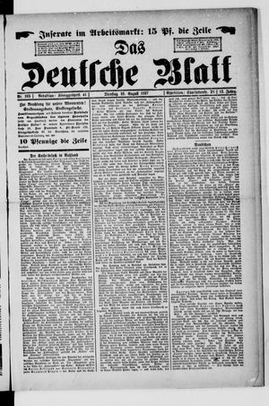 Das deutsche Blatt vom 10.08.1897