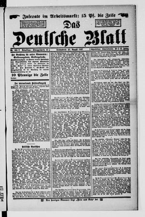 Das deutsche Blatt vom 21.08.1897