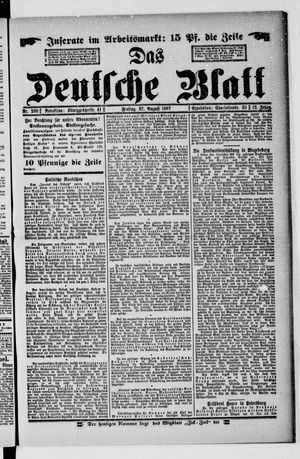 Das deutsche Blatt vom 27.08.1897