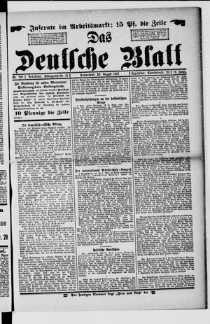 Das deutsche Blatt vom 28.08.1897
