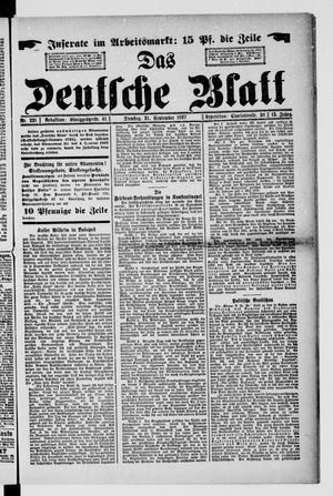 Das deutsche Blatt vom 21.09.1897