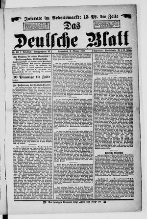 Das deutsche Blatt on Oct 2, 1897