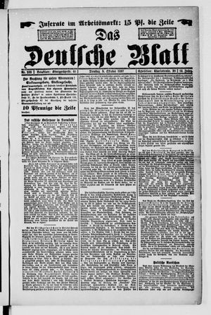 Das deutsche Blatt vom 05.10.1897