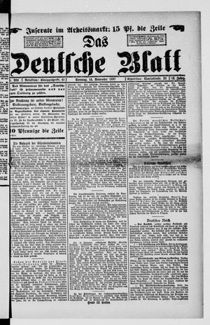 Das deutsche Blatt vom 14.11.1897