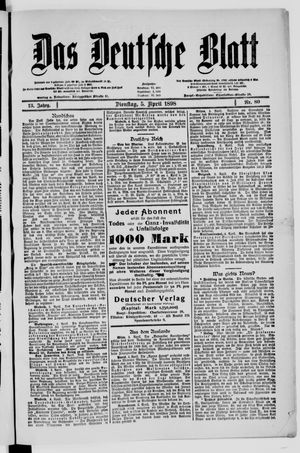 Das deutsche Blatt vom 05.04.1898