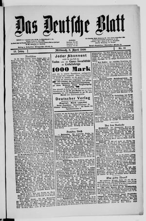 Das deutsche Blatt on Apr 6, 1898