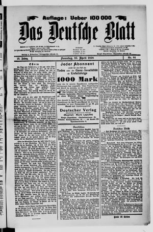 Das deutsche Blatt vom 10.04.1898