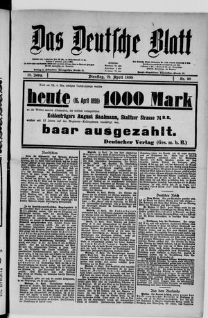 Das deutsche Blatt on Apr 19, 1898