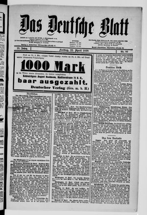 Das deutsche Blatt vom 22.04.1898
