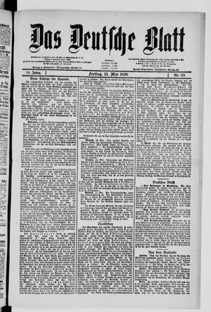 Das deutsche Blatt vom 13.05.1898