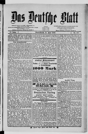 Das deutsche Blatt vom 11.06.1898