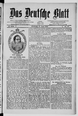 Das deutsche Blatt vom 15.06.1898