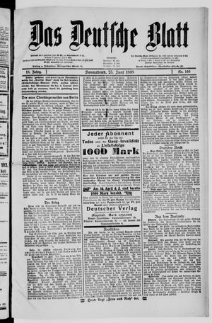 Das deutsche Blatt vom 25.06.1898