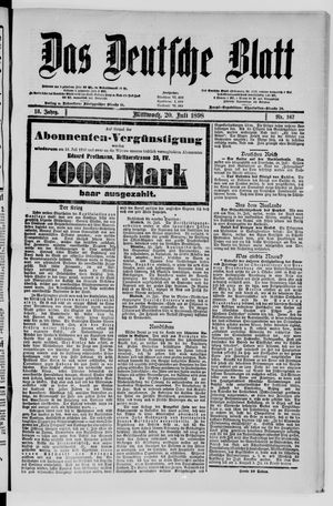 Das deutsche Blatt vom 20.07.1898