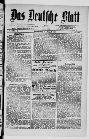 Das deutsche Blatt vom 11.08.1898