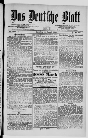 Das deutsche Blatt vom 14.08.1898