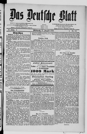 Das deutsche Blatt vom 17.08.1898