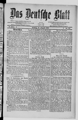 Das deutsche Blatt on Aug 19, 1898