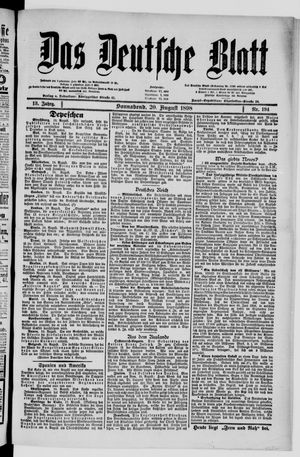 Das deutsche Blatt vom 20.08.1898