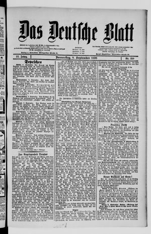 Das deutsche Blatt vom 08.09.1898