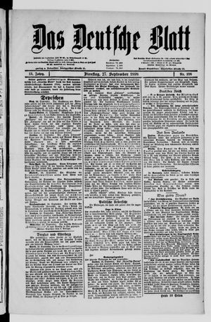 Das deutsche Blatt vom 27.09.1898