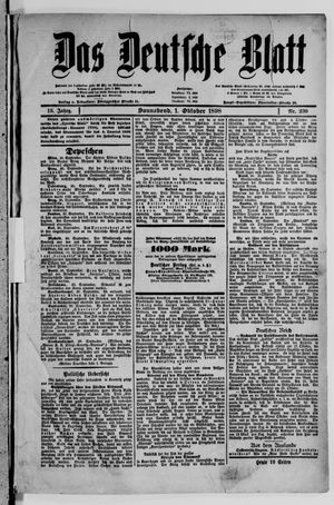 Das deutsche Blatt vom 01.10.1898