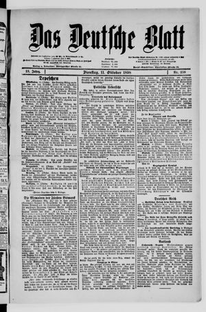 Das deutsche Blatt vom 11.10.1898