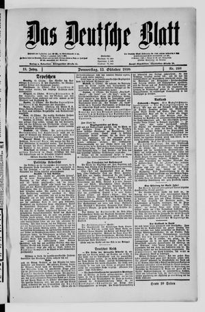 Das deutsche Blatt vom 13.10.1898