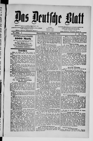 Das deutsche Blatt on Oct 27, 1898