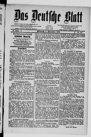 Das deutsche Blatt on Nov 2, 1898