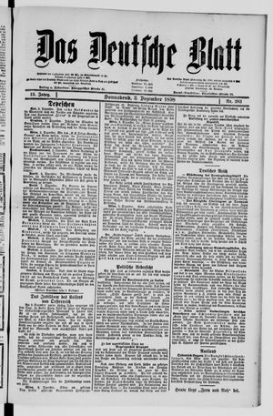 Das deutsche Blatt vom 03.12.1898