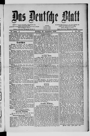Das deutsche Blatt vom 16.12.1898