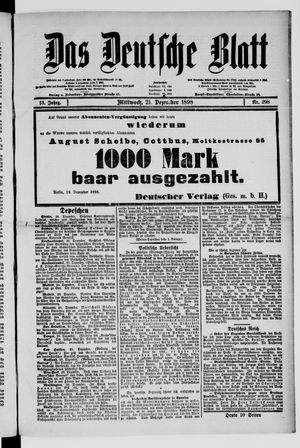 Das deutsche Blatt vom 21.12.1898