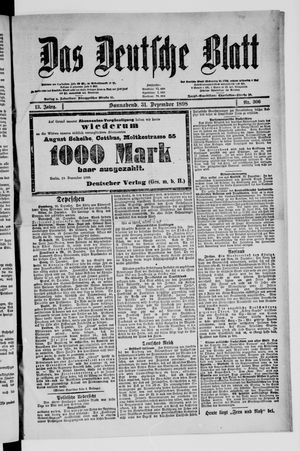 Das deutsche Blatt vom 31.12.1898
