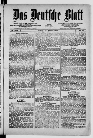 Das deutsche Blatt vom 27.01.1899