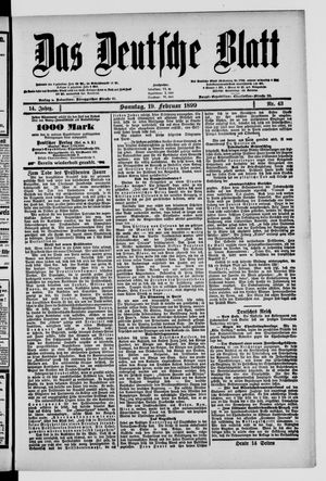 Das deutsche Blatt on Feb 19, 1899